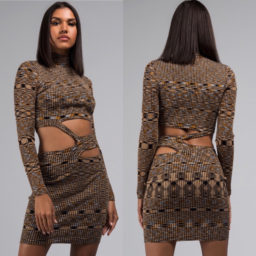 Hollow out waist knit dress